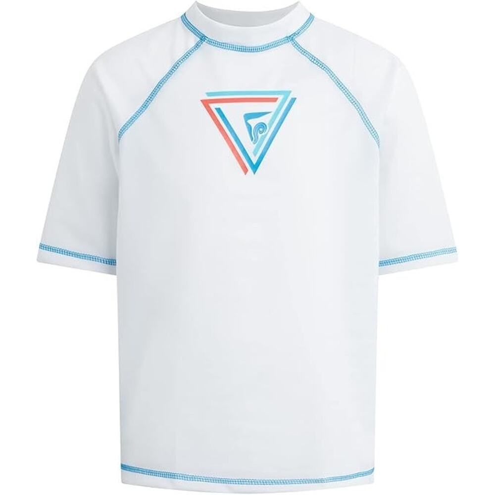 Kanu Surf Boys Twister UPF 50+ Sun Rashguard Swim Shirt, Seaweeds White, Size 10